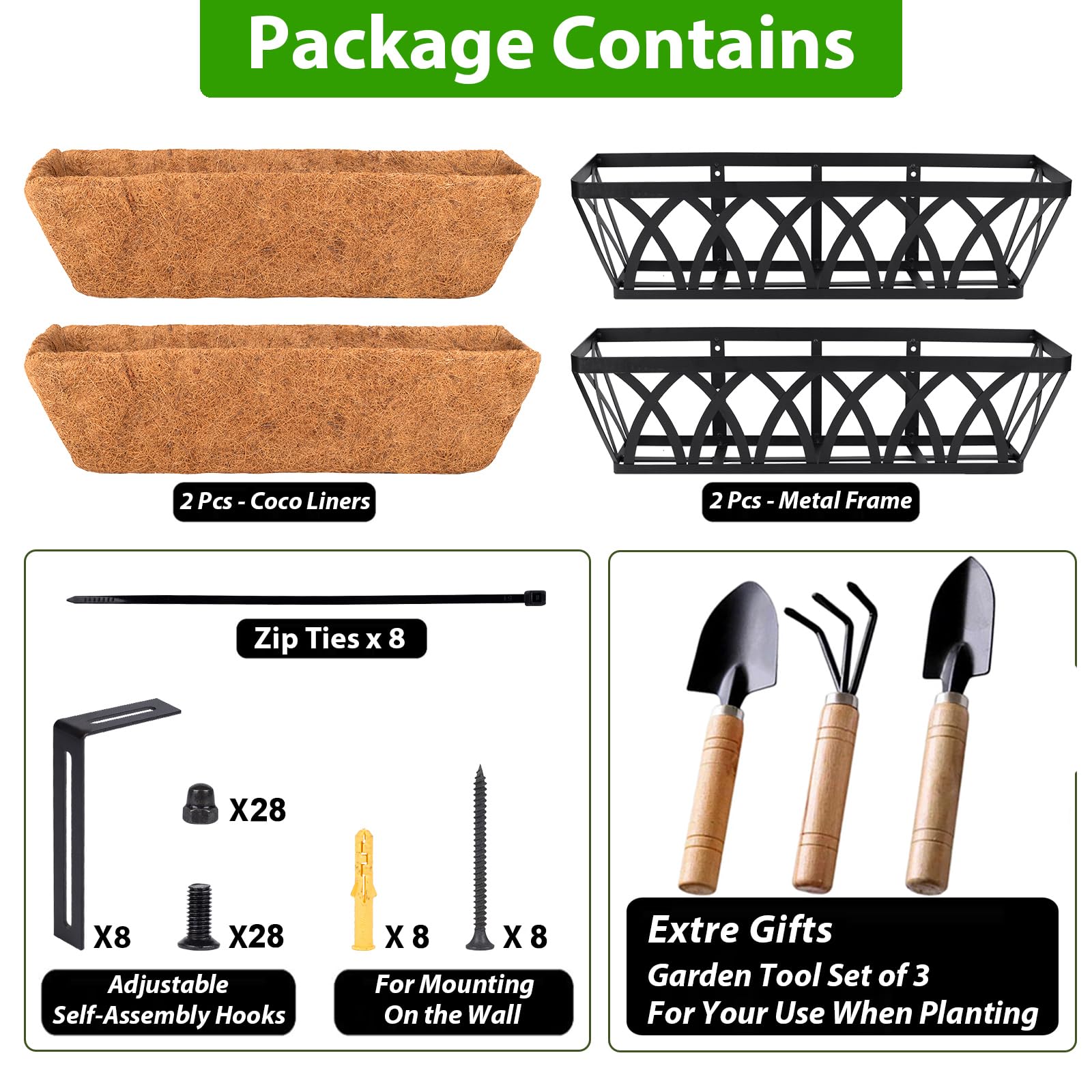 HKZ Window Boxes Railing Planter Outdoor Fence Planters