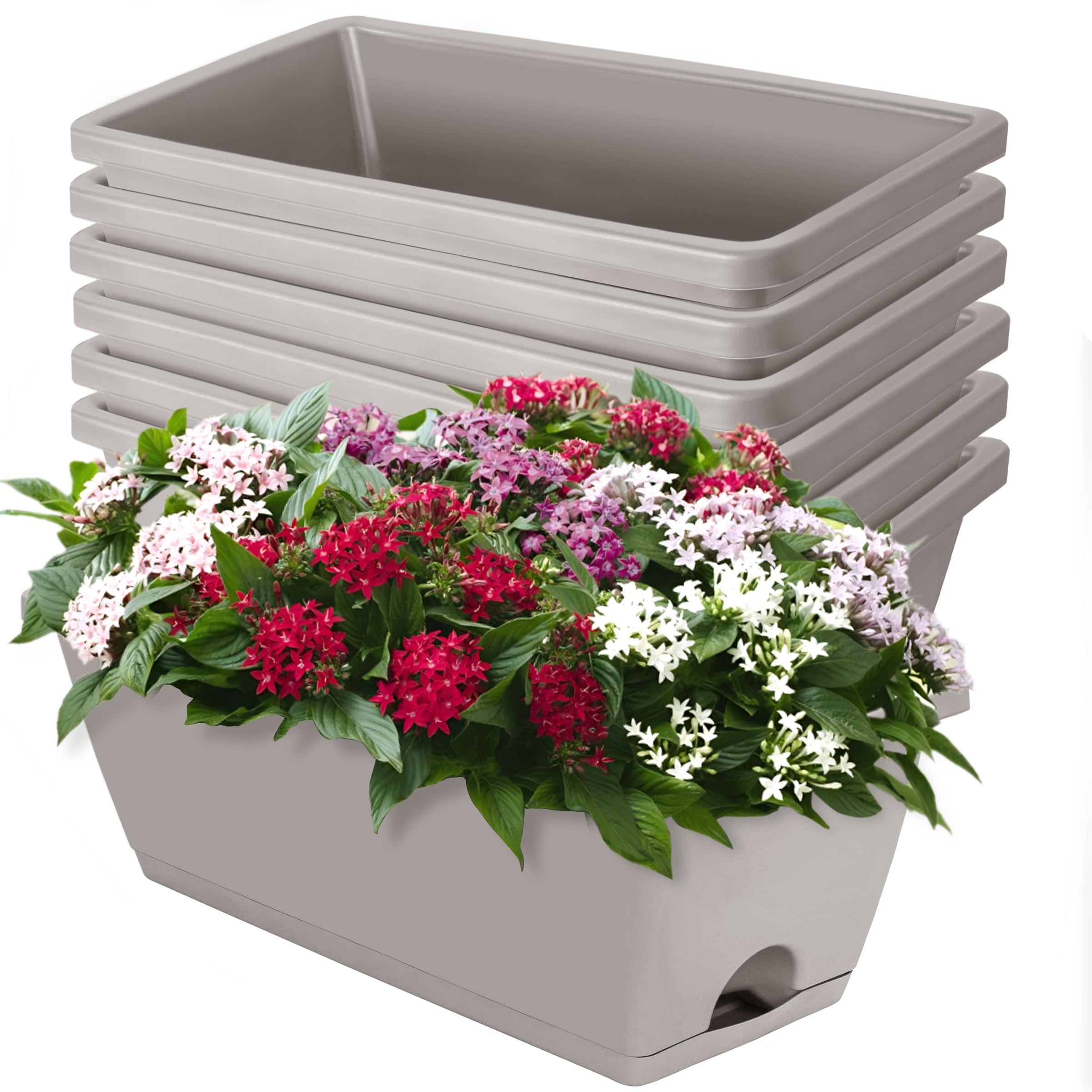 17-Inch Rectangular Window Box Planter with Saucer