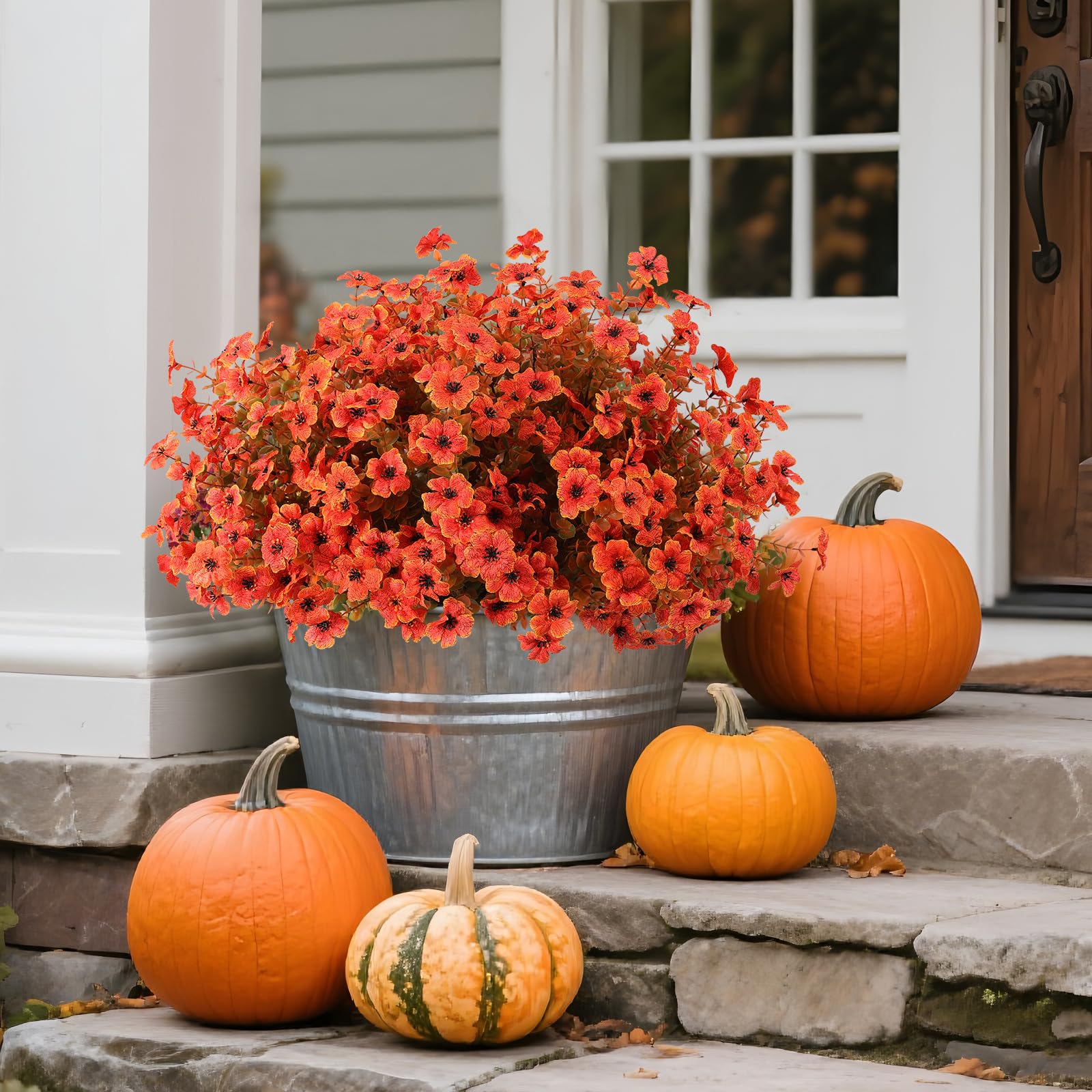 2-Set Artificial Hanging Flower Baskets for Outdoor Decor