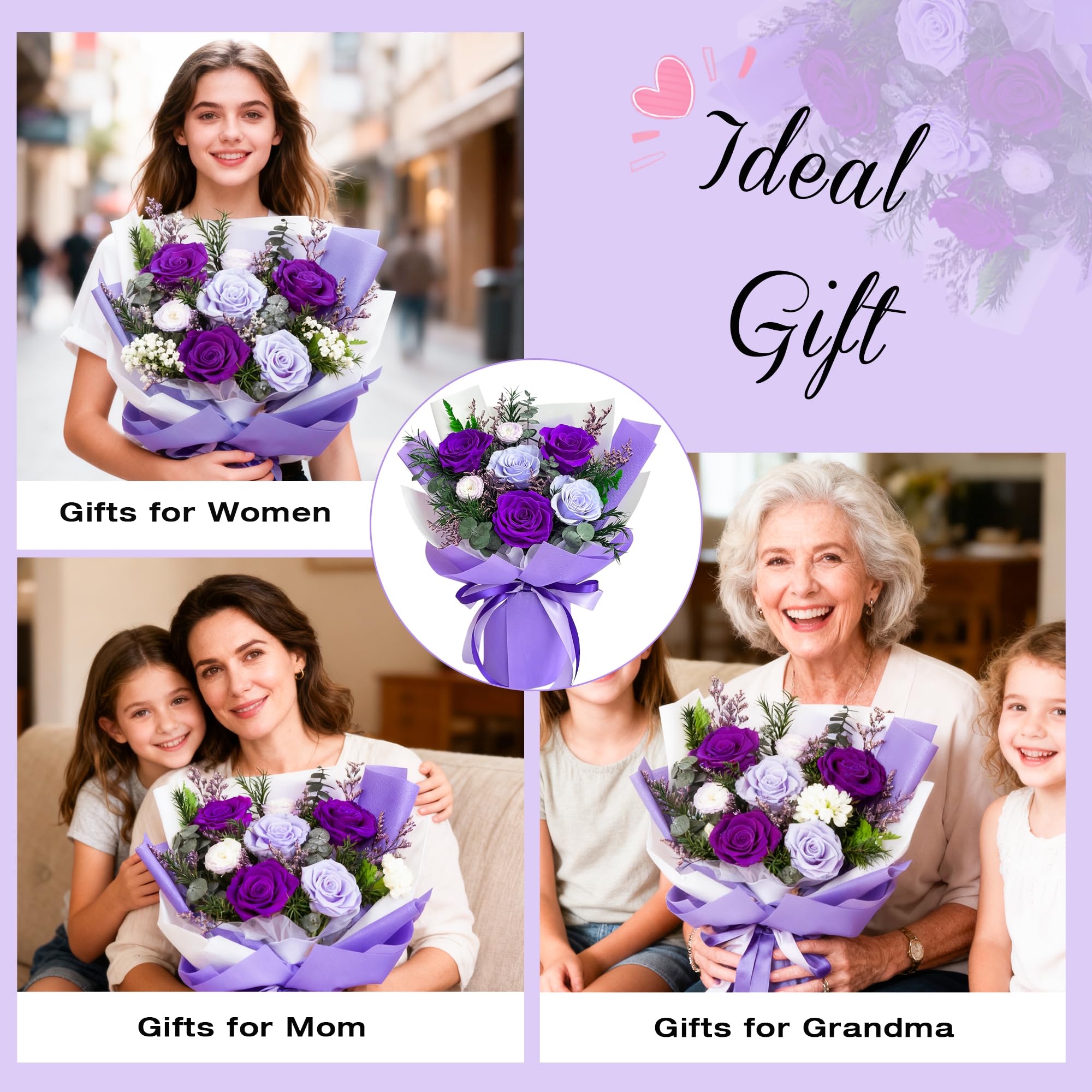 Vrioca Flowers for Delivery, Preserved Flowers Bouquets, Birthday Gifts for Women Mom