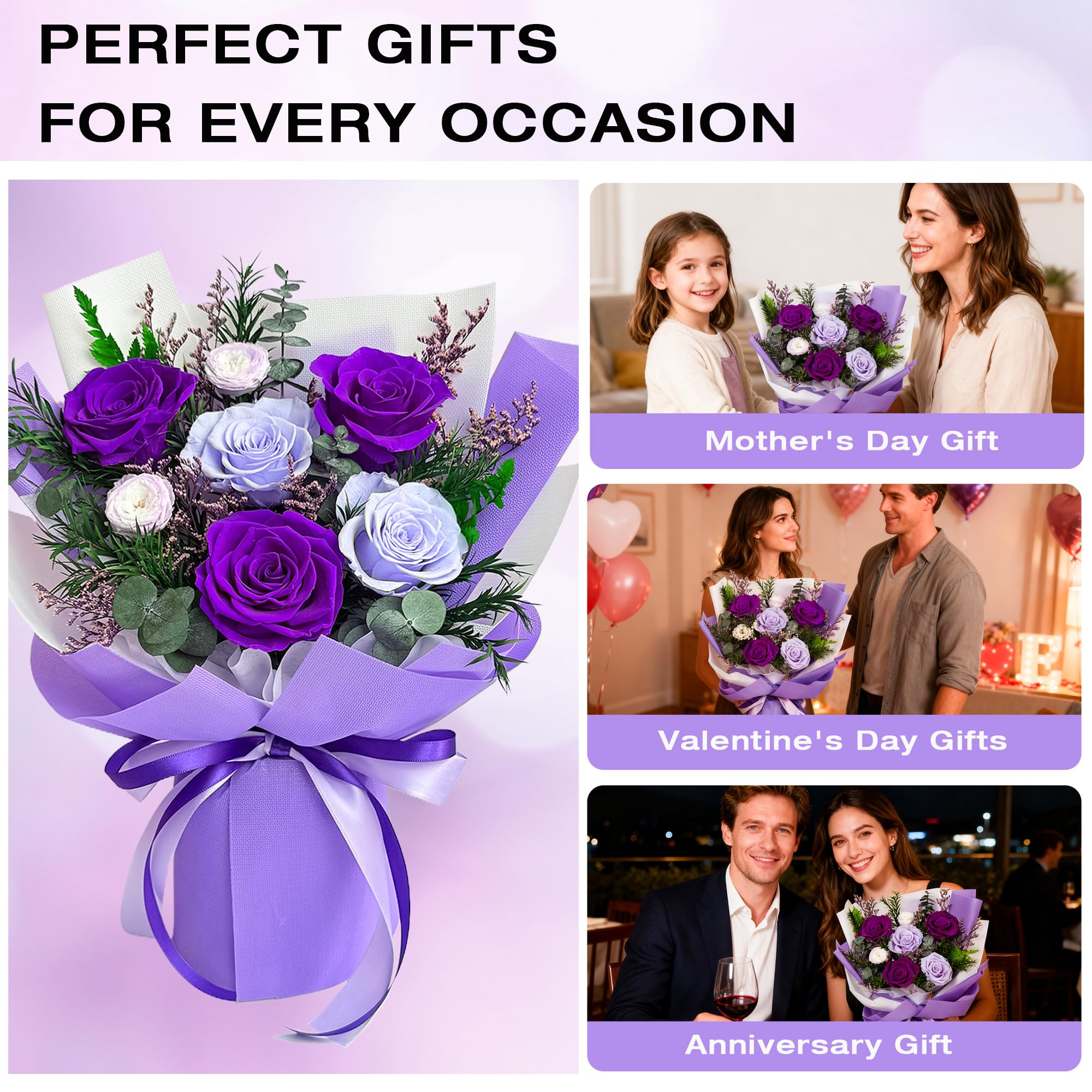 Vrioca Flowers for Delivery, Preserved Flowers Bouquets, Birthday Gifts for Women Mom