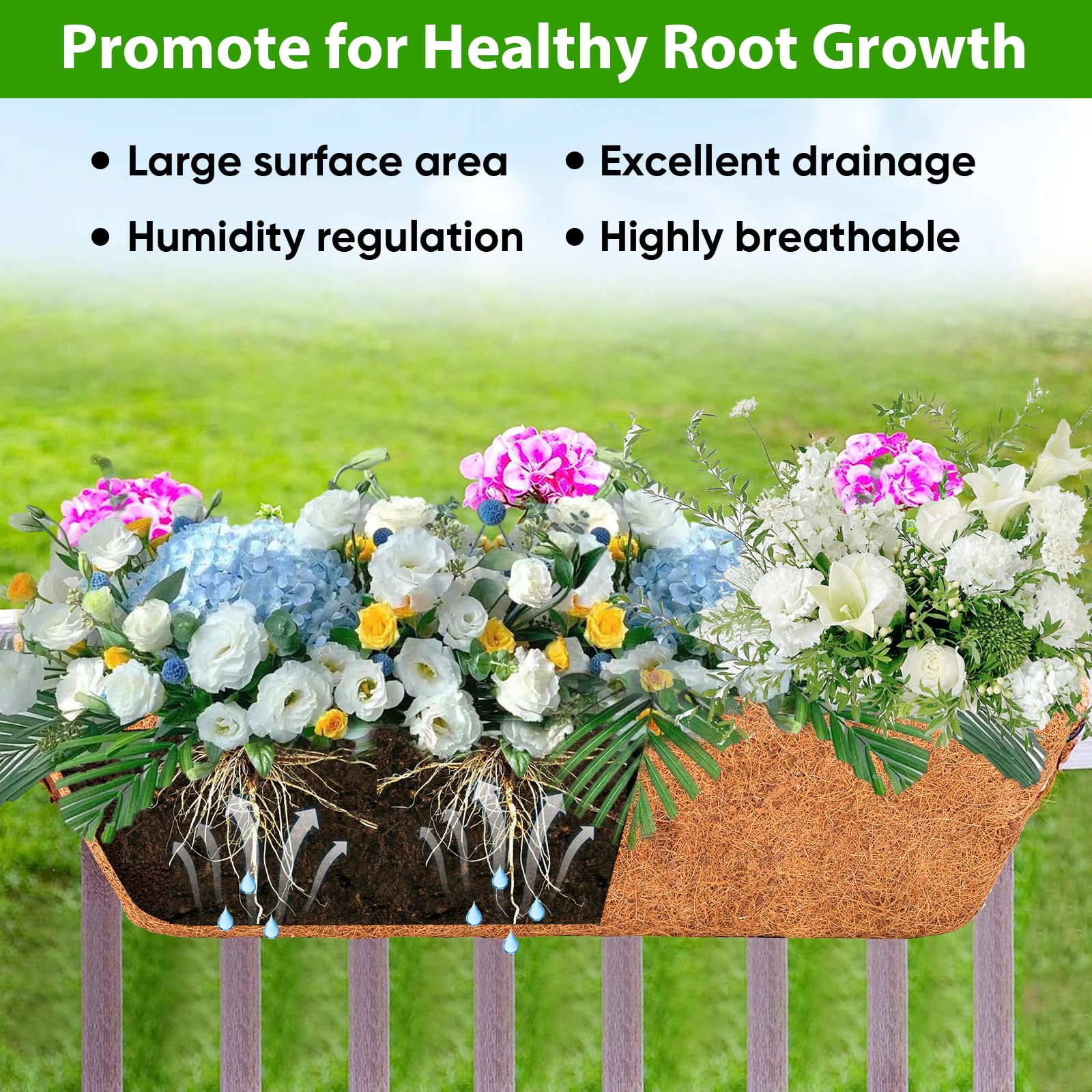 HKZ Window Boxes Railing Planter Outdoor Fence Planters