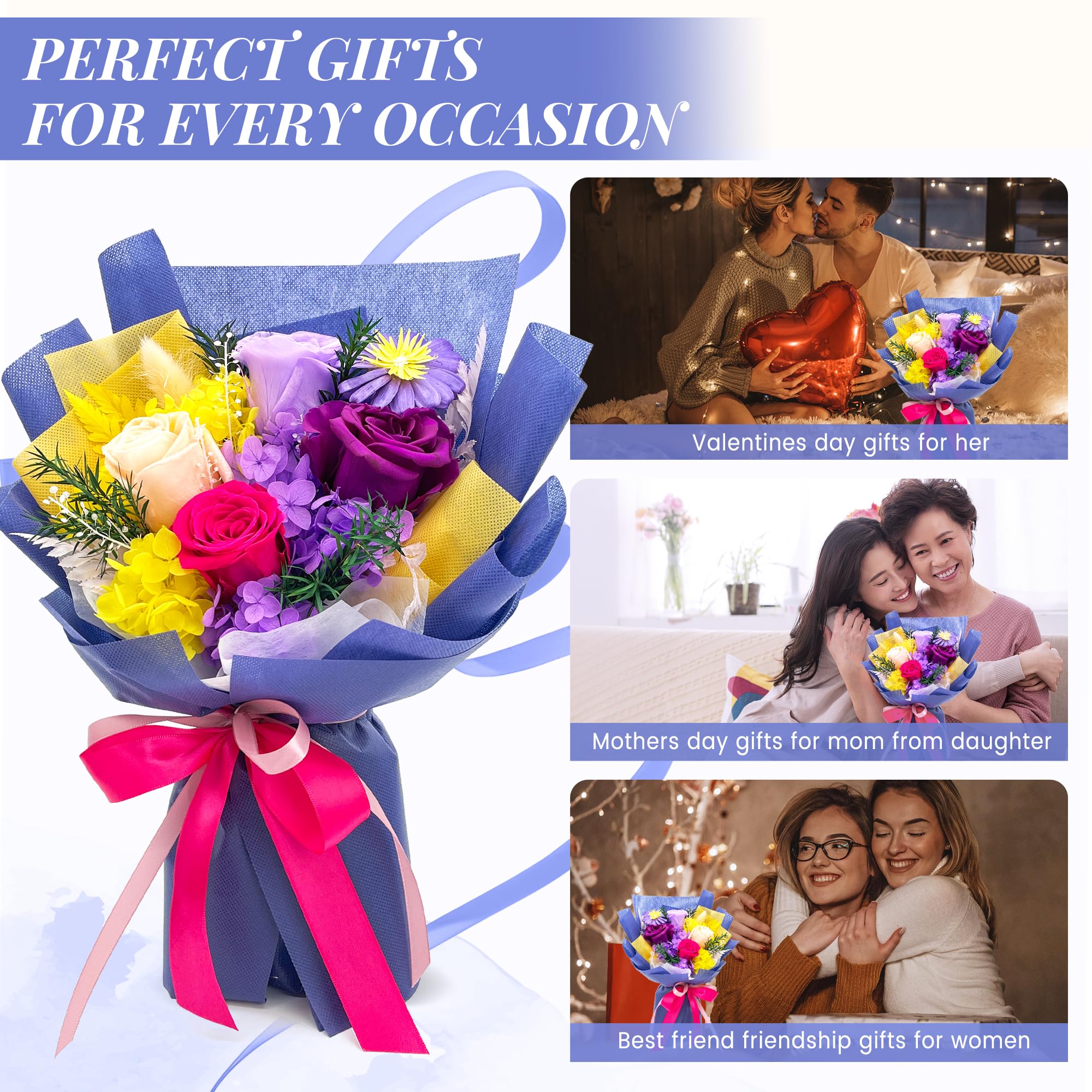Preserved Rose Bouquet Gift Box for Women & Mom