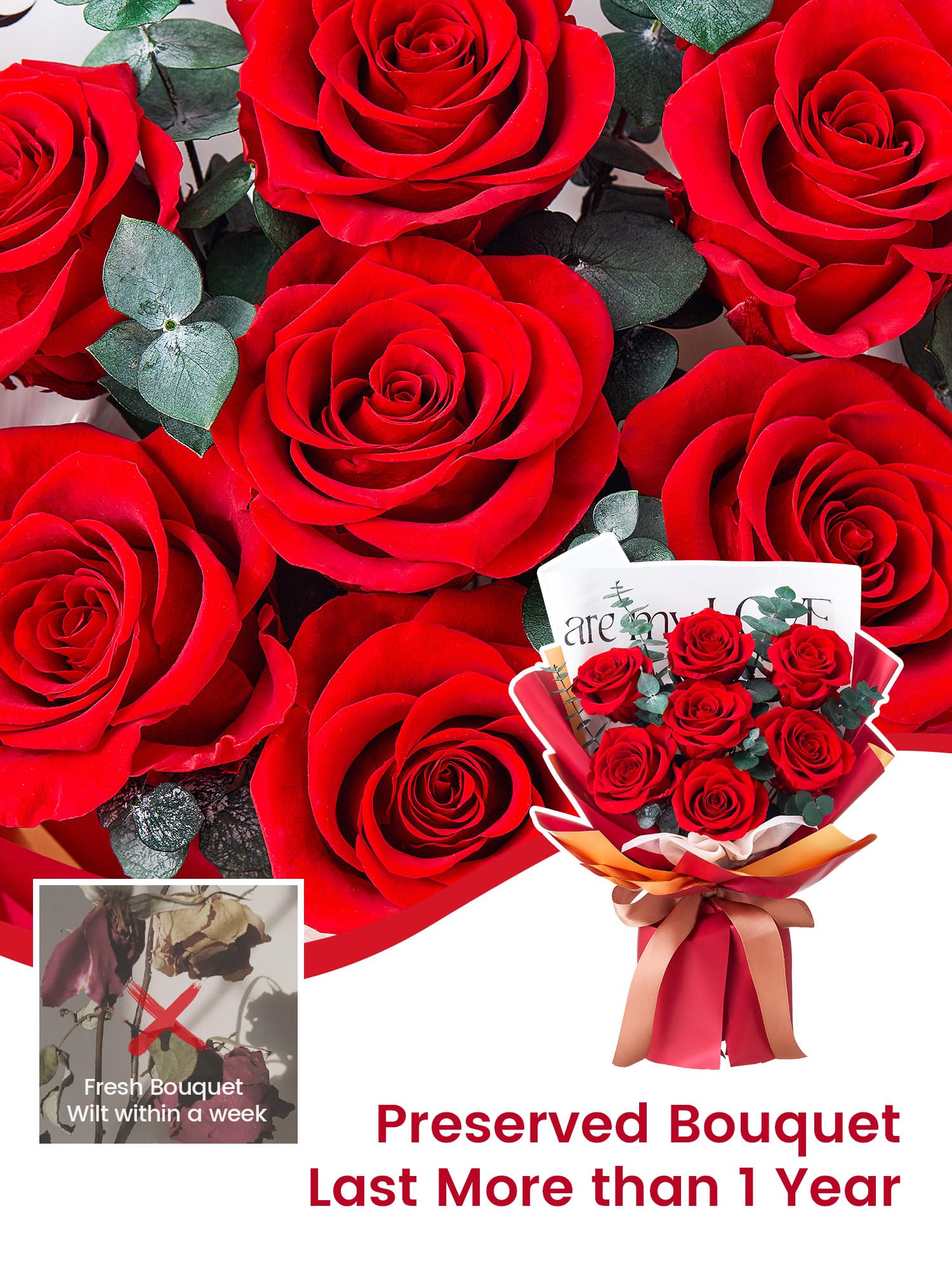 7-Piece Preserved Rose Bouquet Gift Set