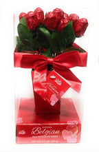 One Dozen Belgian Milk Chocolate Roses in Gift Box