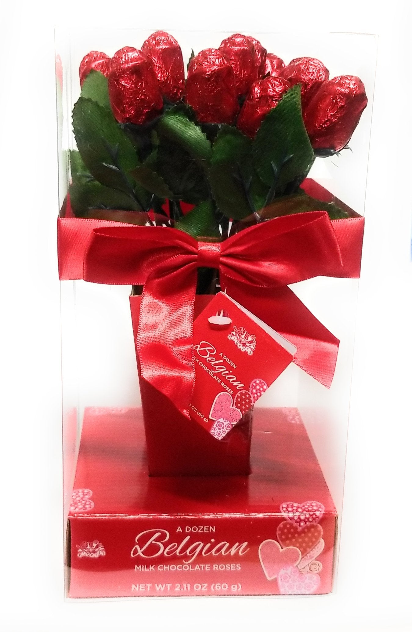 One Dozen Belgian Milk Chocolate Roses in Gift Box