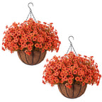 2-Set Artificial Hanging Flower Baskets for Outdoor Decor