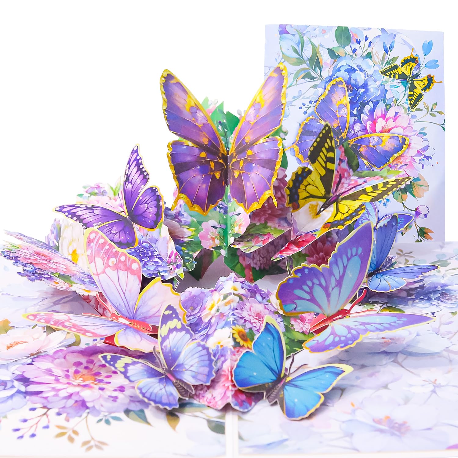 3D Butterfly Floral Greeting Card with Gold Foil Details