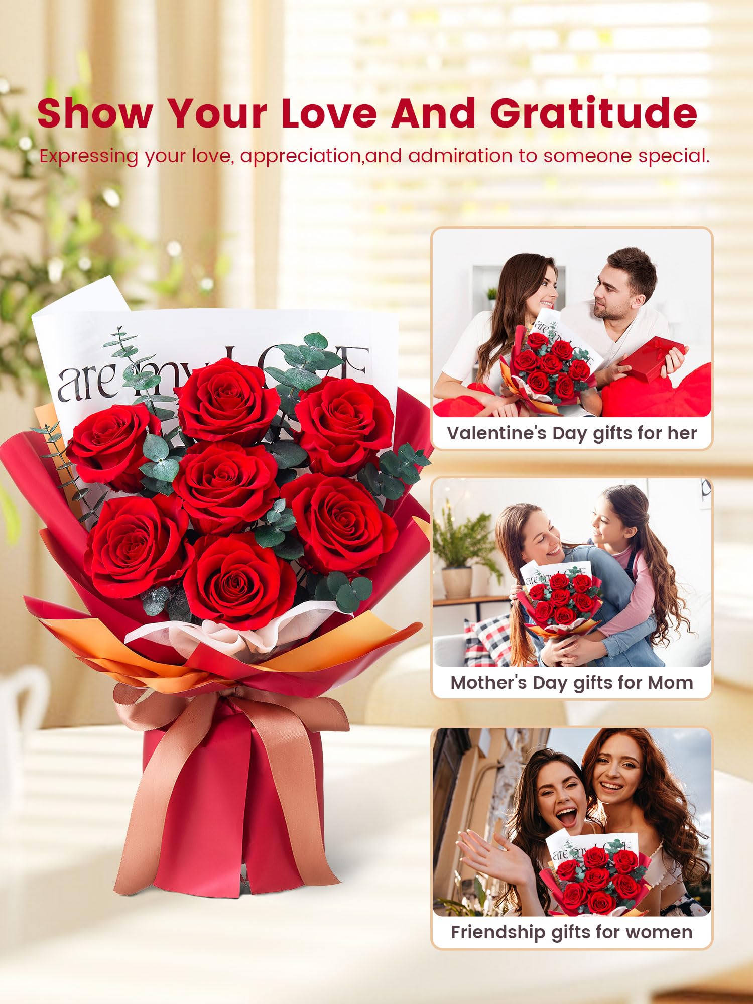 7-Piece Preserved Rose Bouquet Gift Set
