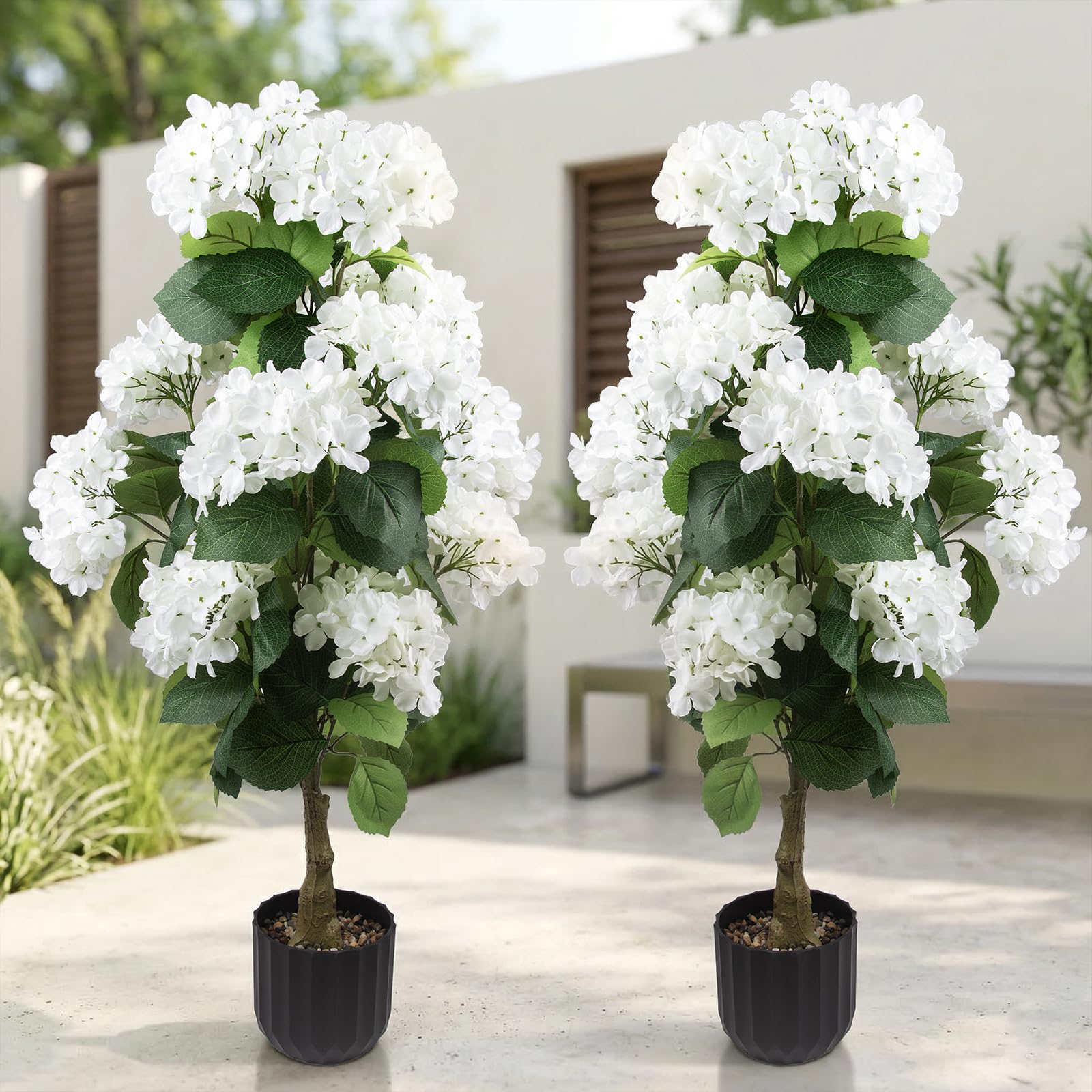 2-Pack Artificial Hydrangea Topiary Plants