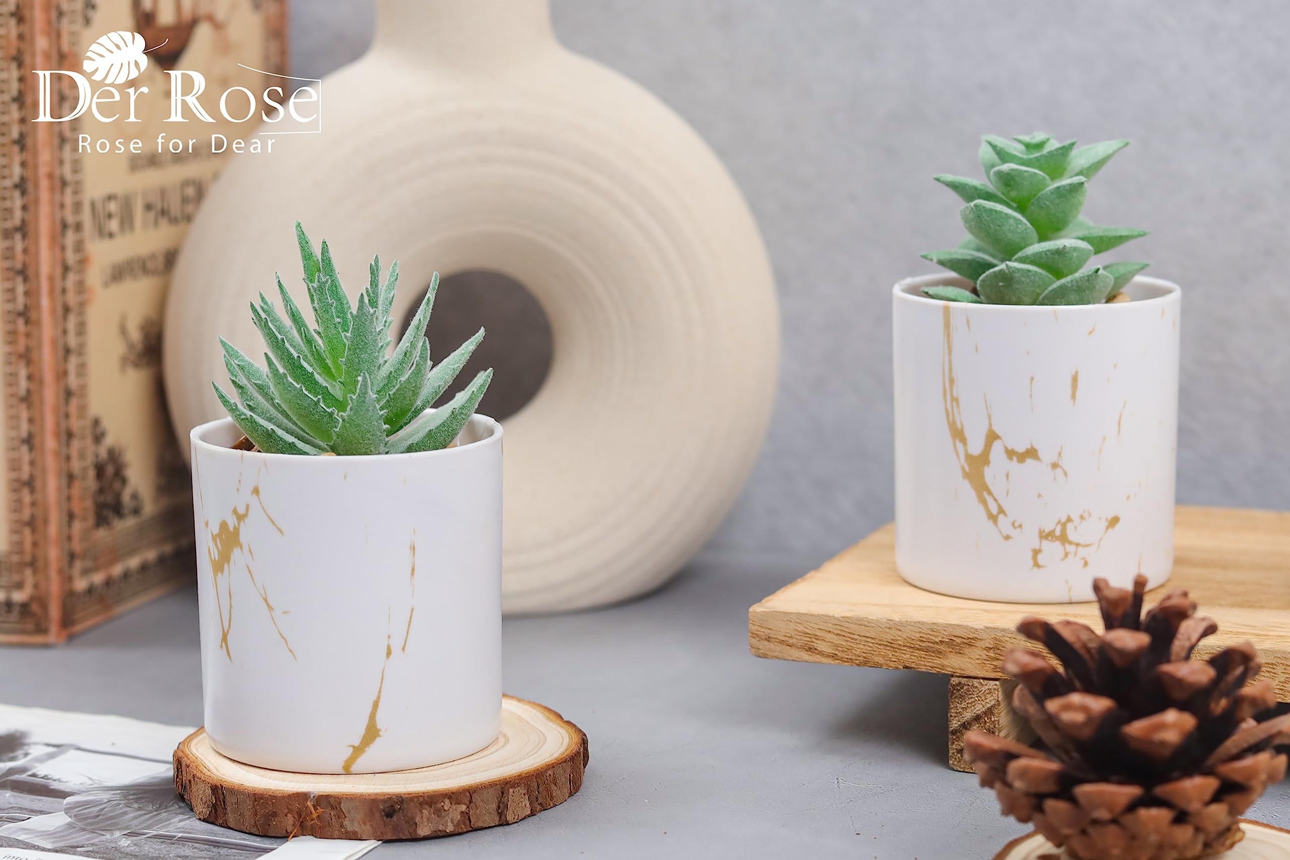 Der Rose Fake Succulents Plants Artificial for Office Desk Accessories for Women Pink Decor