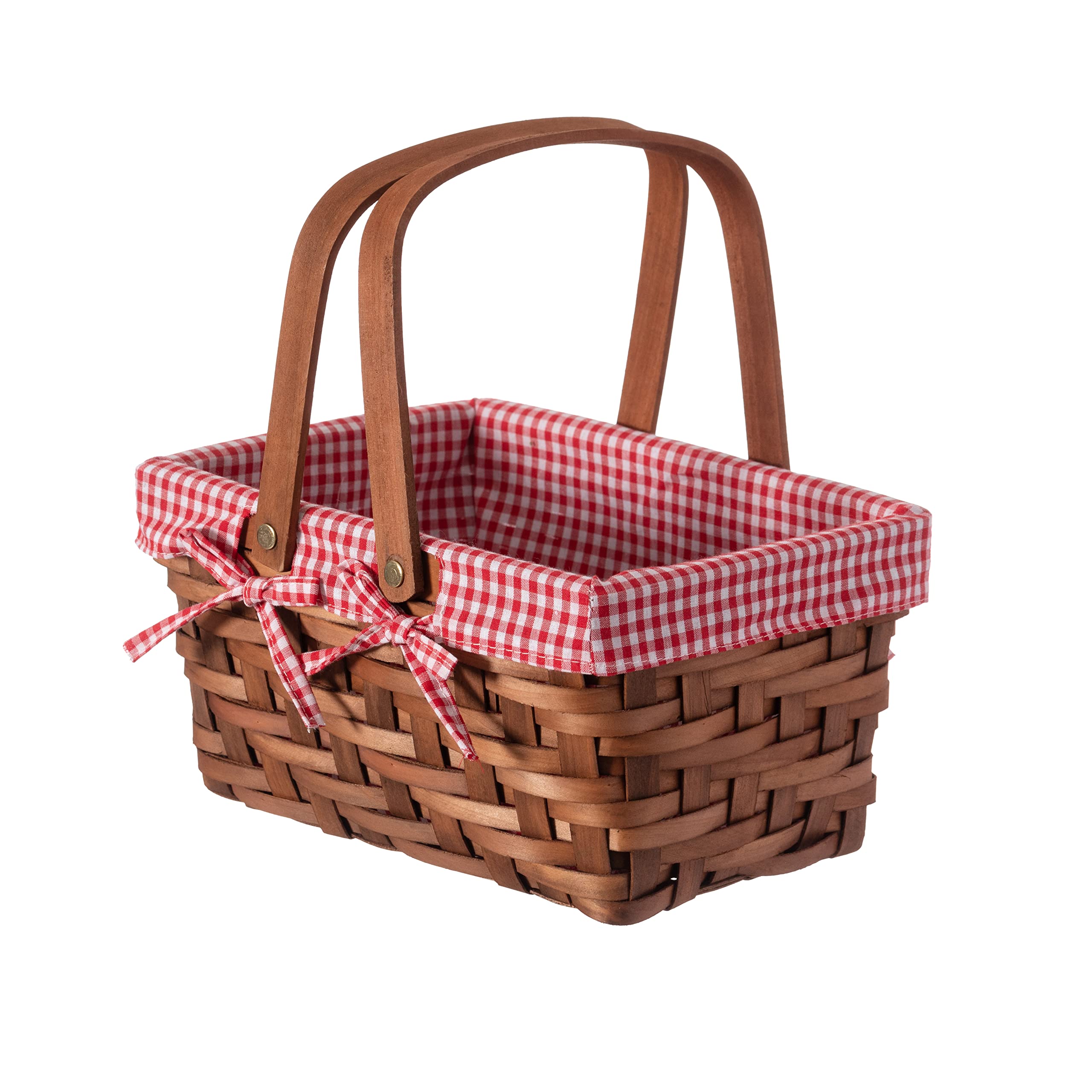 Handwoven Picnic Basket with Gingham Lining