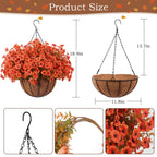 2-Set Artificial Hanging Flower Baskets for Outdoor Decor
