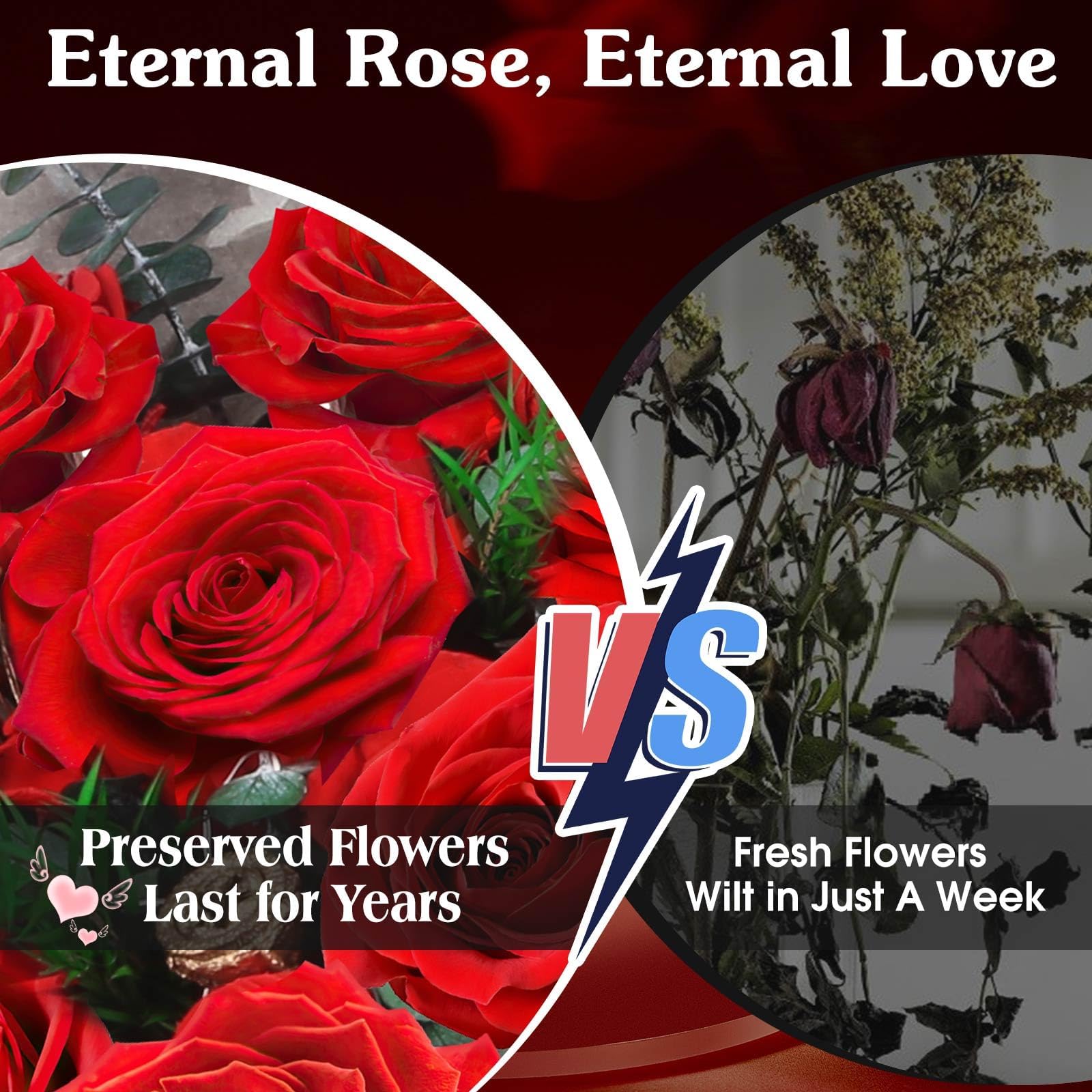 ADDWel Preserved Roses Gifts for Women,Eternal Roses That Lasts Years Birthday