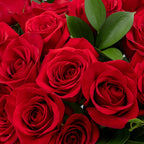 12 Stem Red Rose Bouquet with Glass Vase