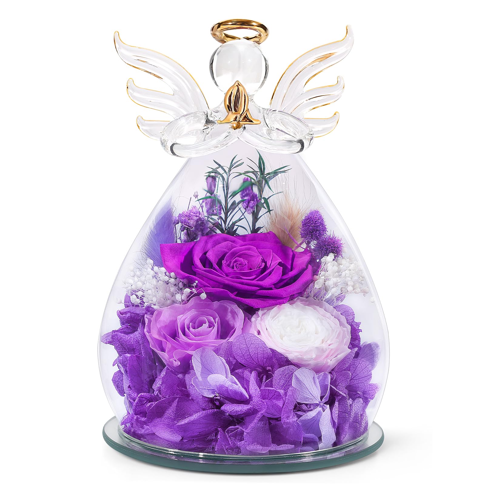 Preserved Rose Angel Figurine Gift Set