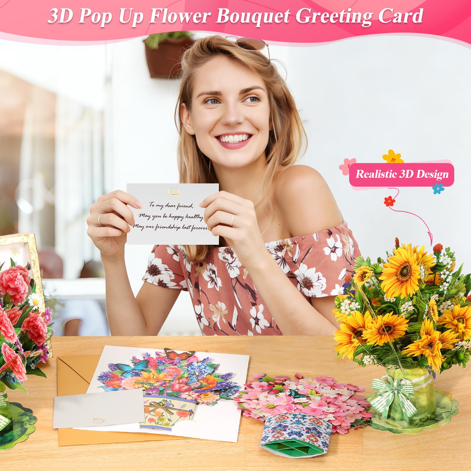 Pop-Up Flower Bouquet Greeting Card Set