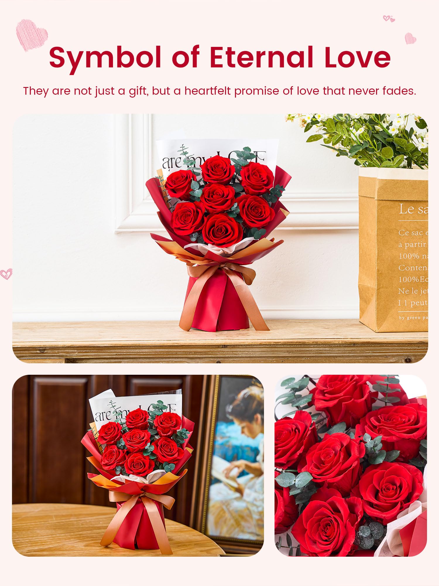 7-Piece Preserved Rose Bouquet Gift Set