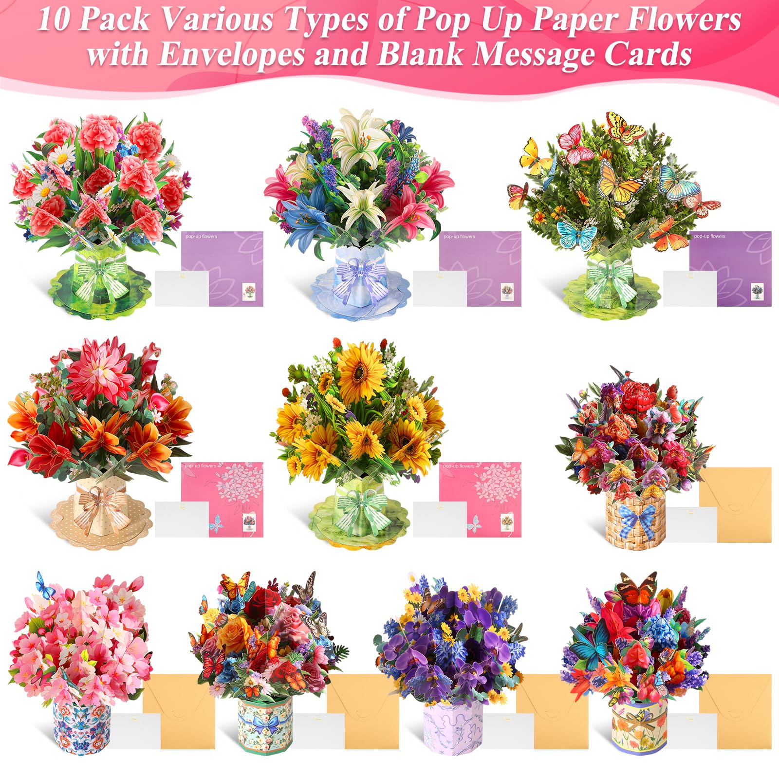 Pop-Up Flower Bouquet Greeting Card Set