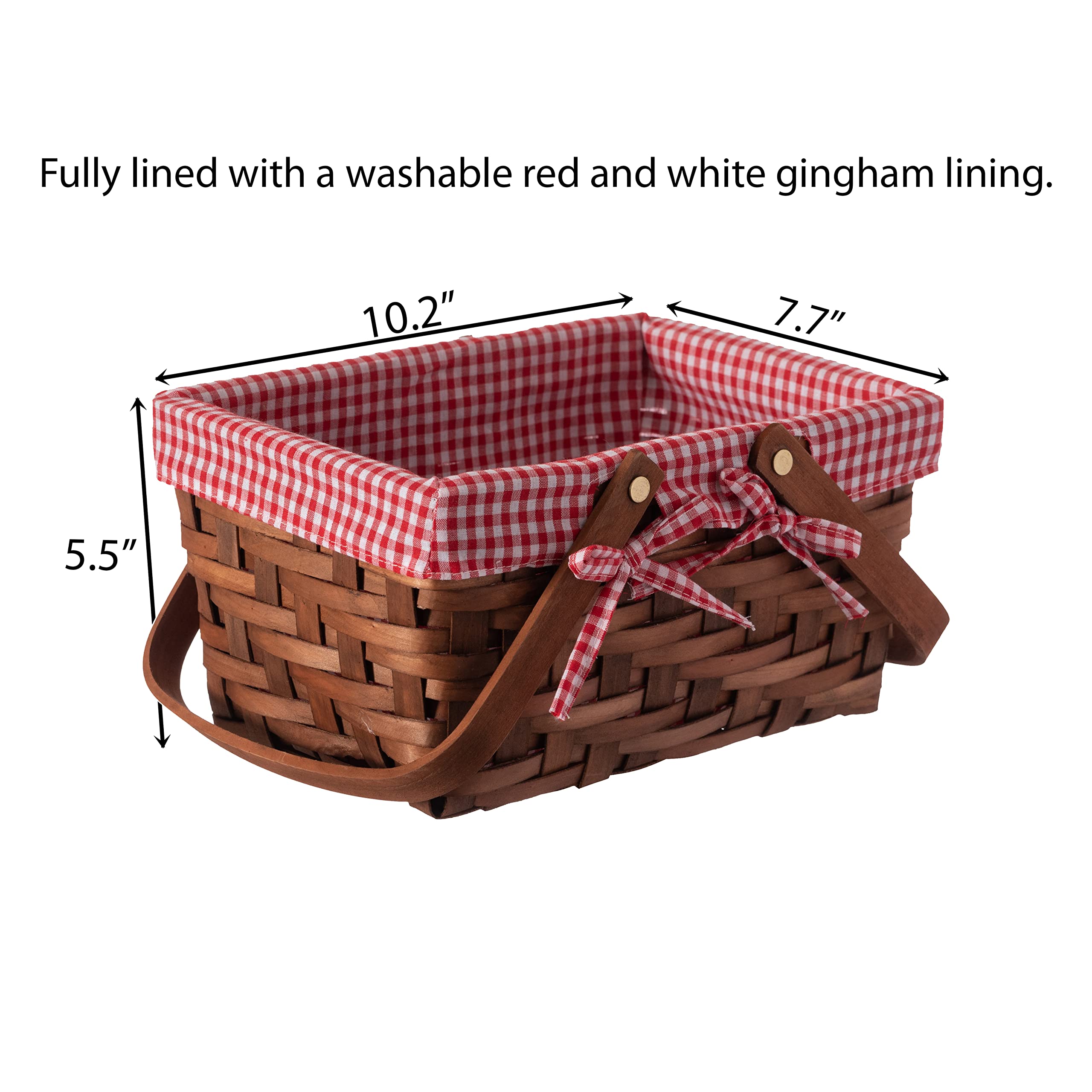 Handwoven Picnic Basket with Gingham Lining