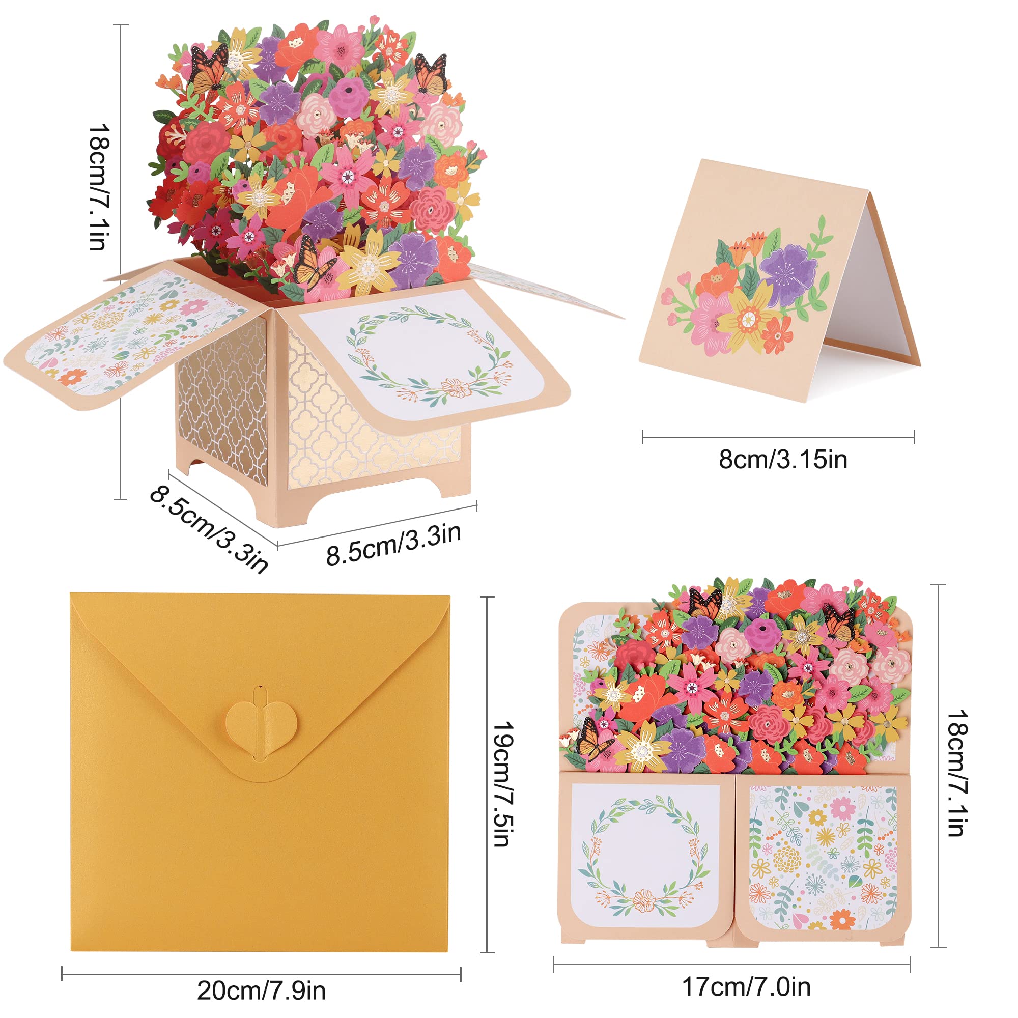 3D Pop-Up Greeting Card with Envelope & Note Card