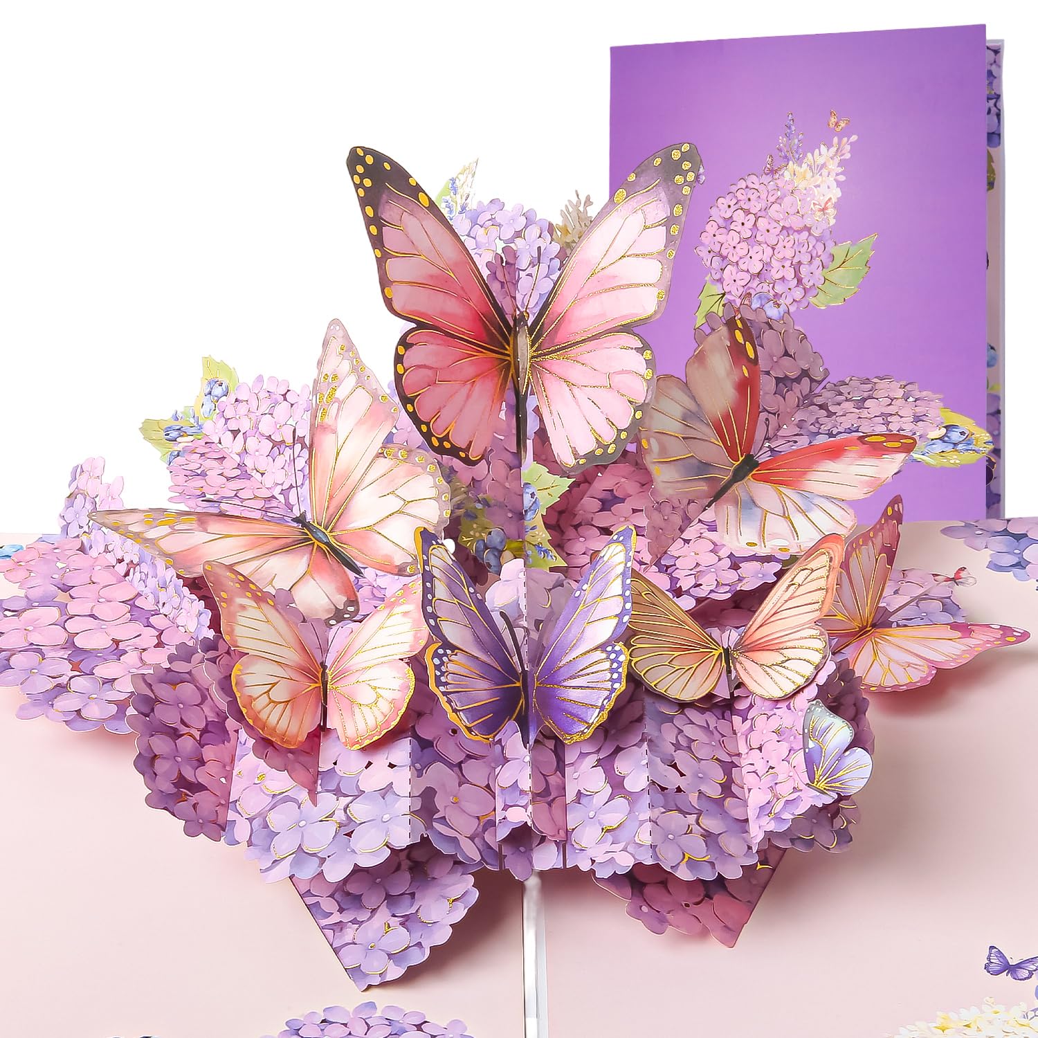 3D Butterfly Floral Greeting Card with Gold Foil Details