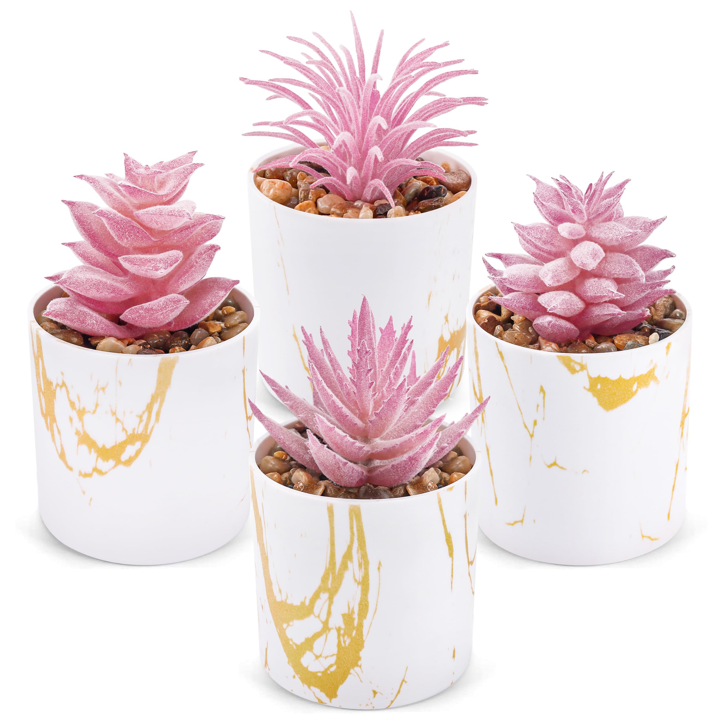 Der Rose Fake Succulents Plants Artificial for Office Desk Accessories for Women Pink Decor