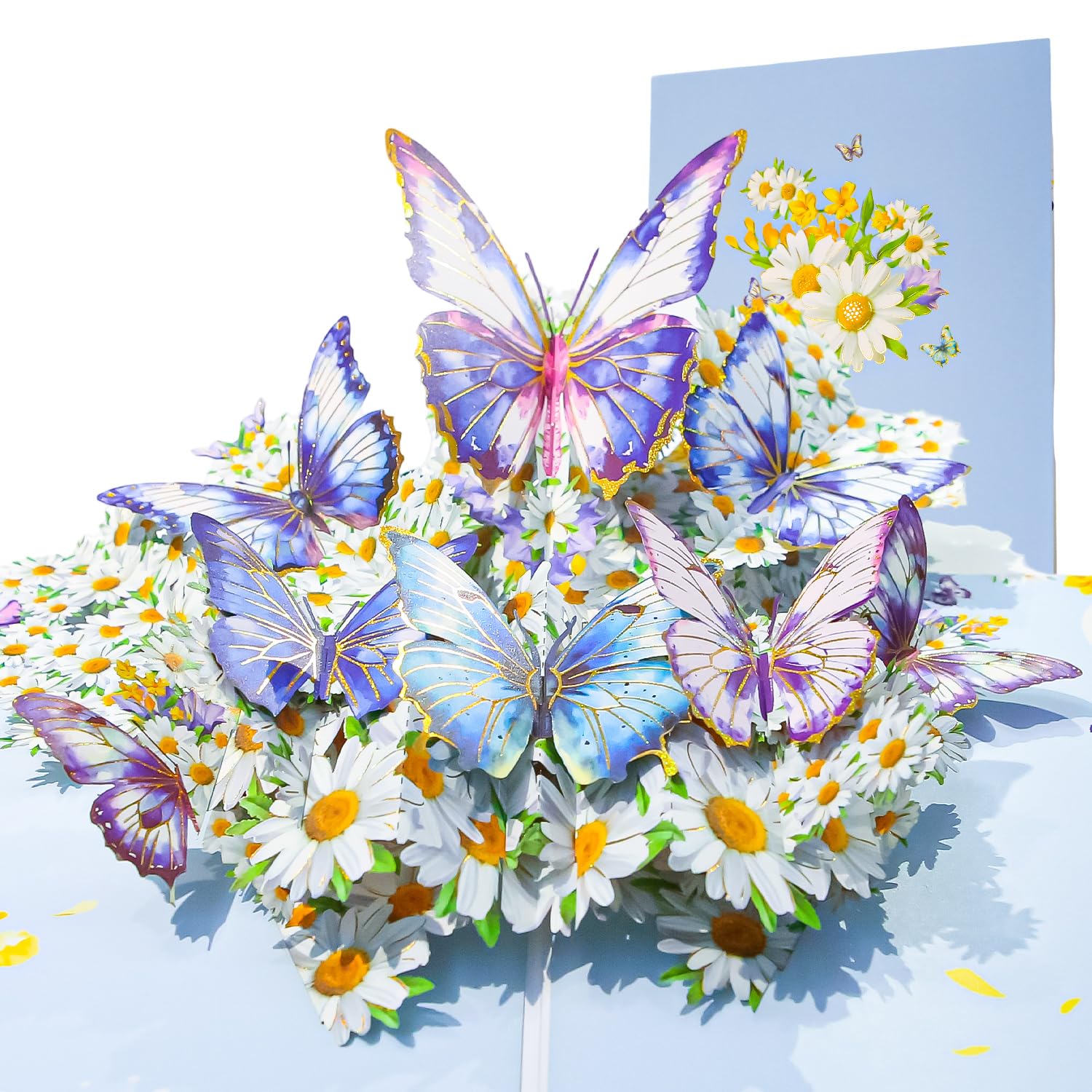 3D Butterfly Floral Greeting Card with Gold Foil Details