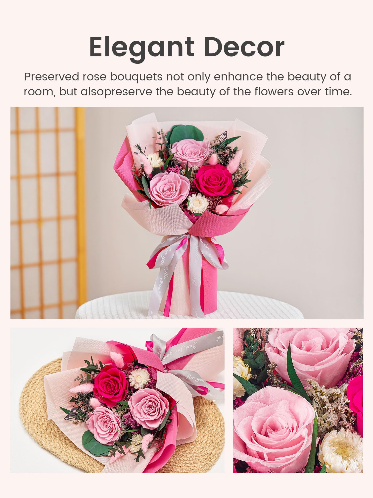 Preserved Rose Bouquet Gift for Women & Mom