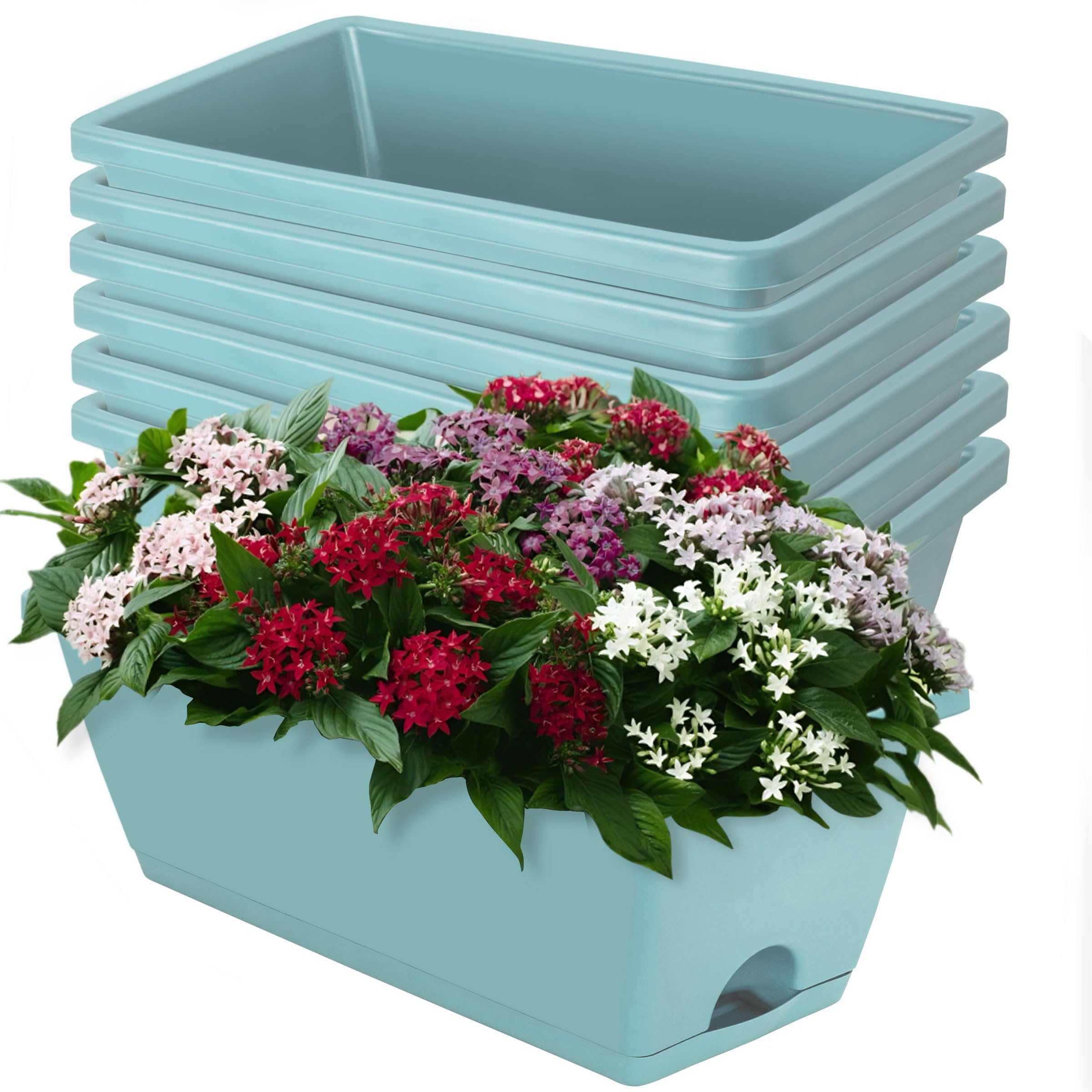 17-Inch Rectangular Window Box Planter with Saucer