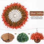 2-Set Artificial Hanging Flower Baskets for Outdoor Decor
