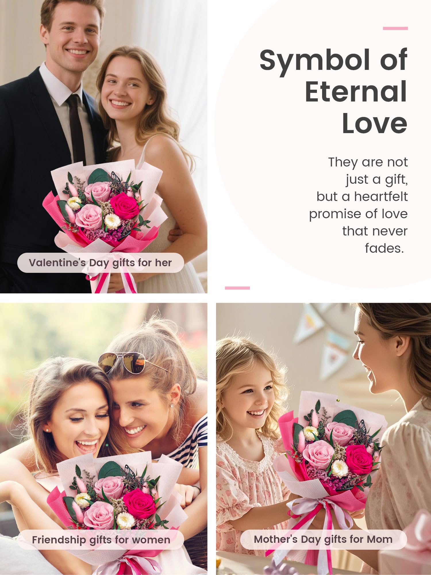 Preserved Rose Bouquet Gift for Women & Mom