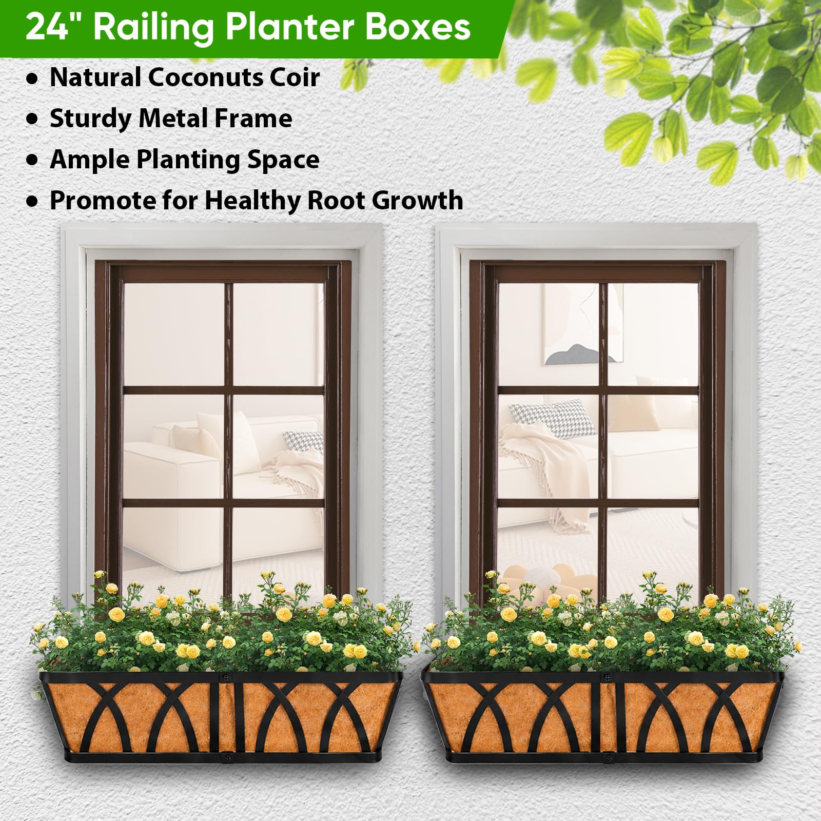 HKZ Window Boxes Railing Planter Outdoor Fence Planters