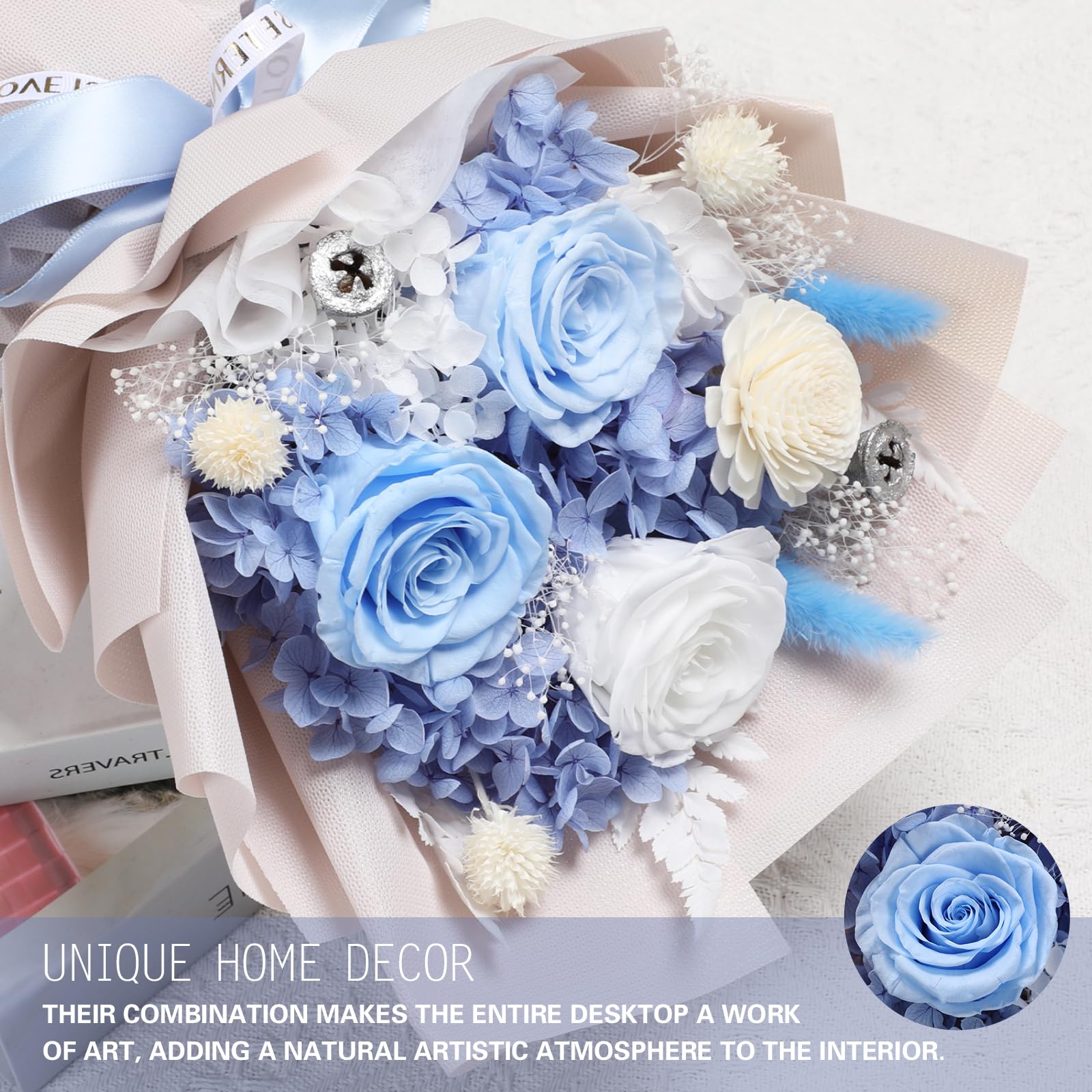 Preserved Rose Bouquet with Necklace Gift Set