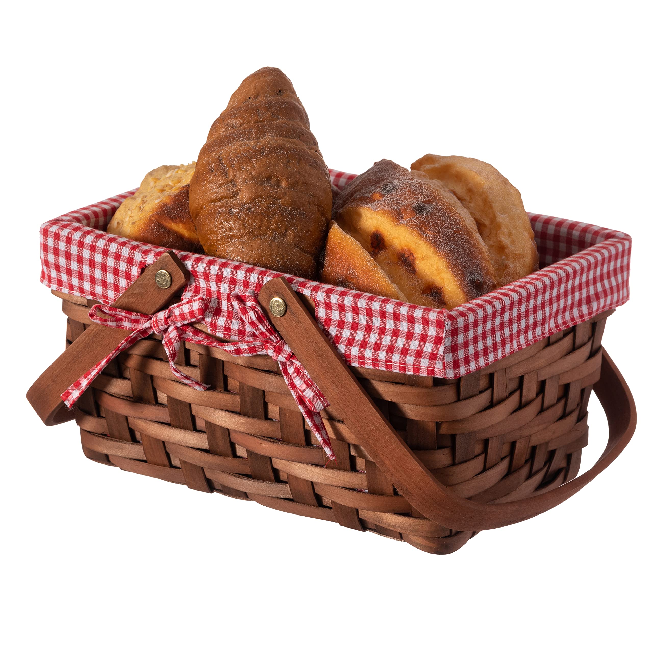 Handwoven Picnic Basket with Gingham Lining